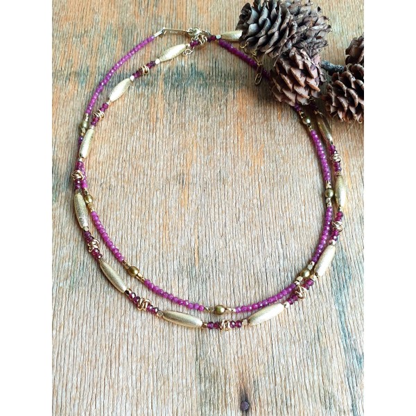 Hanka IN kaklo papuošalas "Choker" su rubinu ir perlais